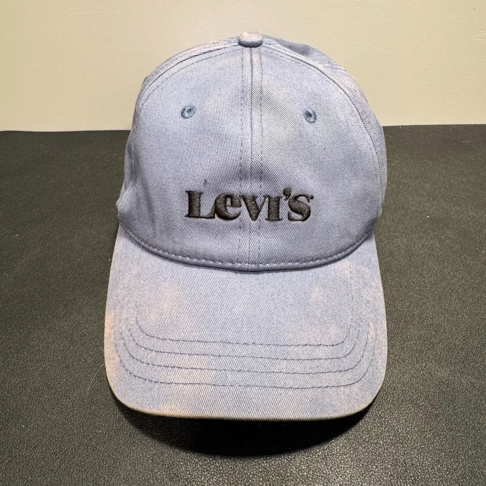 Levi's‎ Hat Cap Men OS Blue Solid Cotton Vintage Y2K Logo Spellout Streetwear
